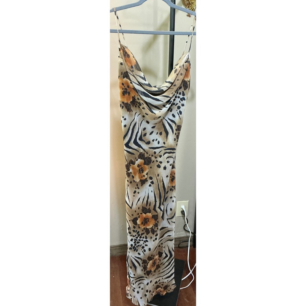 Bernshaw Animal Print Cowl Neck Maxi Dress Tiger Leopard Floral UK 12 EUR 38